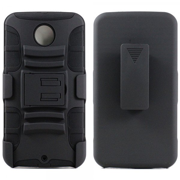 Wholesale Google Nexus 6 Armor Shell Holster Combo Belt Clip (Black)